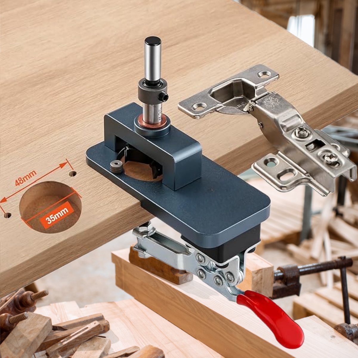 Furniture Hardware Fitting - 35mm Menteşe Şablonu - Ayarlanabilir Kenarlı